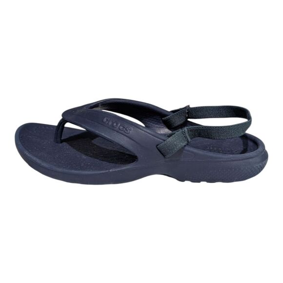 Crocs Flip Flip Classic Sandal Back Strap Beach Pool Navy Blue Boys Kids Size 12 - Picture 1 of 9